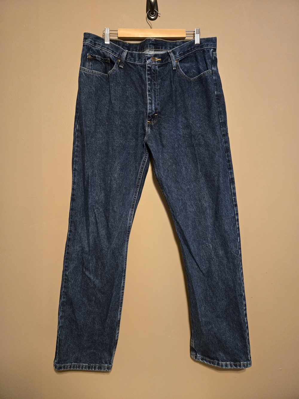 Wrangler Regular Fit Dark Wash Straight Jeans 38x32